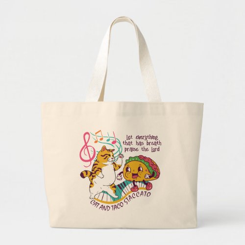 Fun CAT TACO STACCATO Christian Large Tote Bag