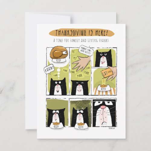 Fun Cat Thanksgiving Expectations Reality Holiday Card