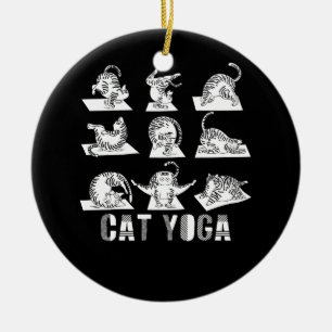 Fun Cat Yoga Adorable Cats Doing Yoga Positions Me Ceramic Ornament