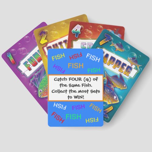 Fun Catch Fish Typography Red Green Blue Go Fish Cards