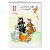 Fun Cats Playing Video Game 11th Birthday (Front)