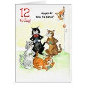 Fun Cats Playing Video Game 12th Birthday (Front)