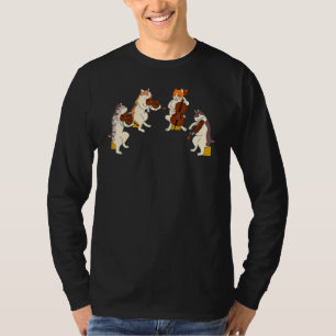 Fun Cats Playing Violin Cello Music Cat T-Shirt