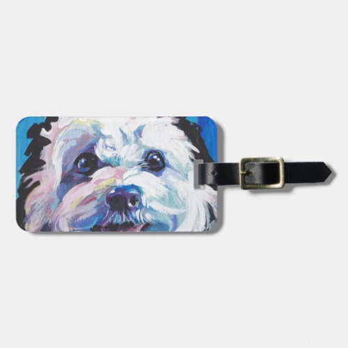 Fun Cavachon Dog bright colorful Pop Art painting Luggage Tag