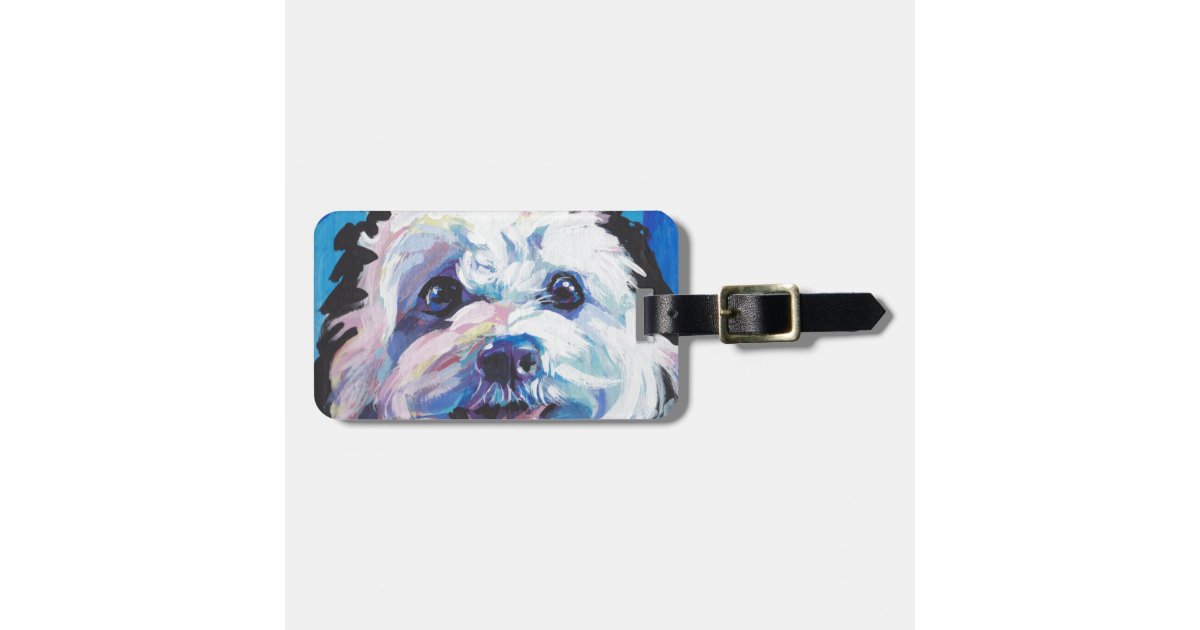 Fun Cavachon Dog Bright Colorful Pop Art Painting Luggage Tag