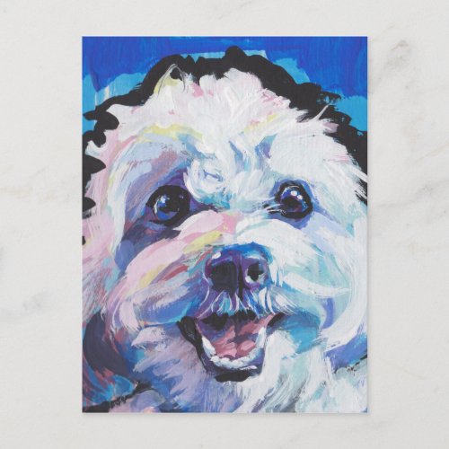 Fun Cavachon Dog bright colorful Pop Art painting Postcard