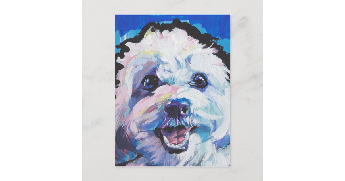 Fun Cavachon Dog bright colorful Pop Art painting Postcard | Zazzle