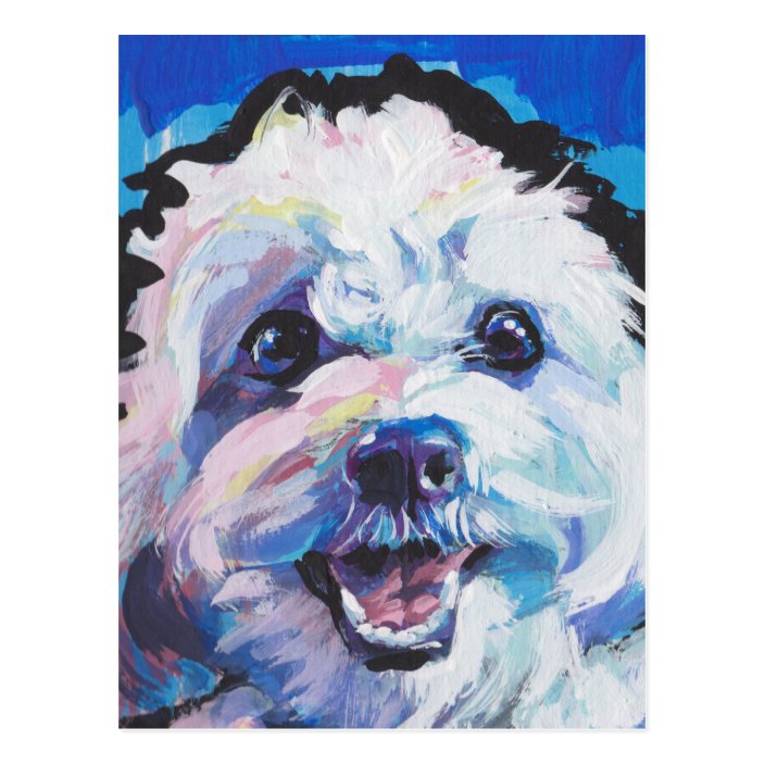 Fun Cavachon Dog Bright Colorful Pop Art Painting Postcard Zazzle