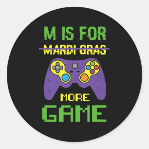 Fun Celebrate Mardi Gras Video Game Controller Gam Classic Round Sticker