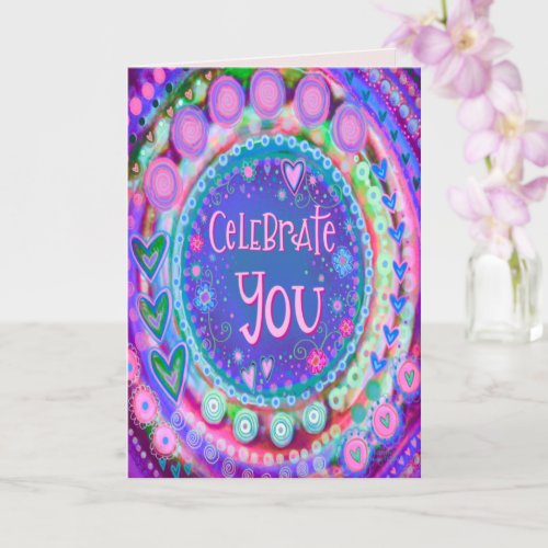 Fun Celebrate You Birthday Modern Hearts Card