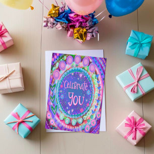 Fun Celebrate You Birthday Modern Hearts Card