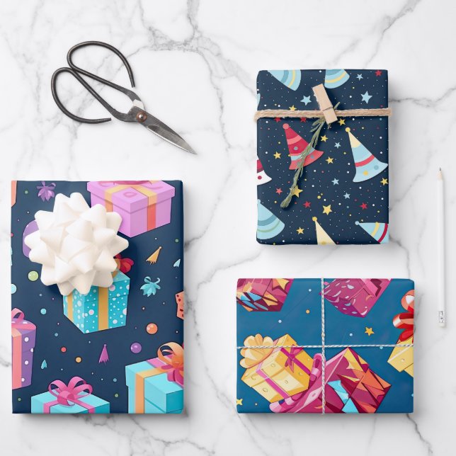 Fun Celebration Birthday present theme  Wrapping Paper Sheets (Front)