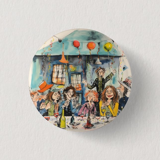 Fun, celebration illustration button (Front)