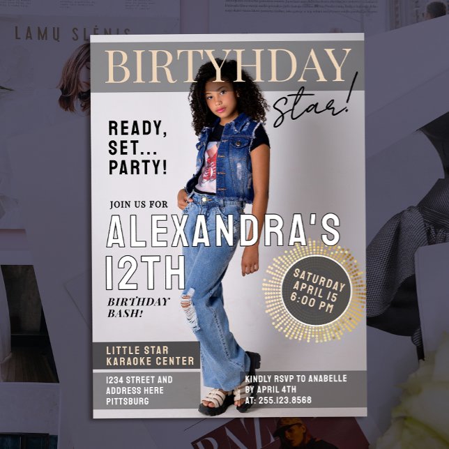 Fun Celebrity Magazine Cover Newspaper Bday Photo Invitation (Creator Uploaded)