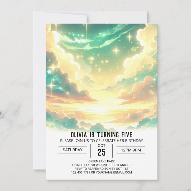 Fun Celestial Digital Birthday Invitation (Front)