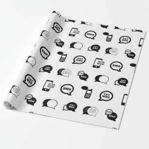 Fun Cell Phone Text Messaging Pattern CUSTOM COLOR Wrapping Paper