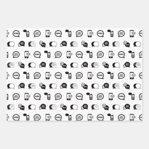 Fun Cell Phone Text Messaging Pattern CUSTOM COLOR Wrapping Paper Sheets