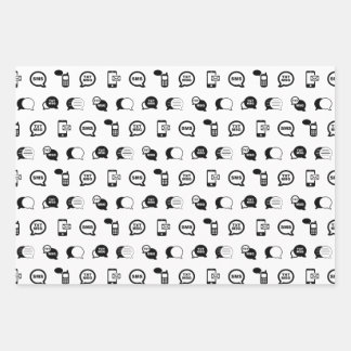 Fun Cell Phone Text Messaging Pattern CUSTOM COLOR Wrapping Paper Sheets