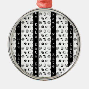 Fun Cell Phone Text Messaging Pattern CUSTOM NAME Metal Ornament