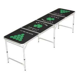 Fun Celtic Irish Shamrock Family Name Black Green Beer Pong Table