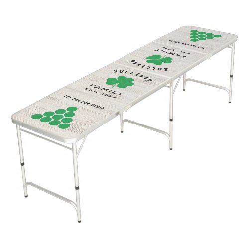 Fun Celtic Irish Shamrock Family Name Rustic Green Beer Pong Table