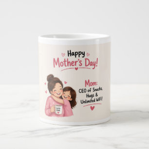 Fun CEO of Snacks & Hugs Illustration Giant Coffee Mug
