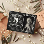 Fun Chalkboard Doodle Photo Surprise 90th Birthday Invitation<br><div class="desc">Fun modern chalkboard doodle photo 'Shhh... It's a Surprise' 90th Birthday Party Invitation! Design features a rustic chalkboard and white chalk doodle. Simply upload a picture and customize the template with your own event details.</div>