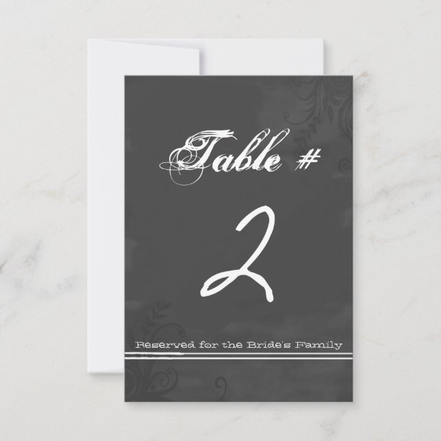 Fun Chalkboard Look Wedding Table Number Card (Front)
