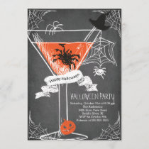 Fun Chalkboard Spooky Halloween Cocktail Party Invitation