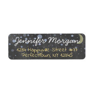 Fun Chalkboard, Yellow Moon, Bubble Stars Label