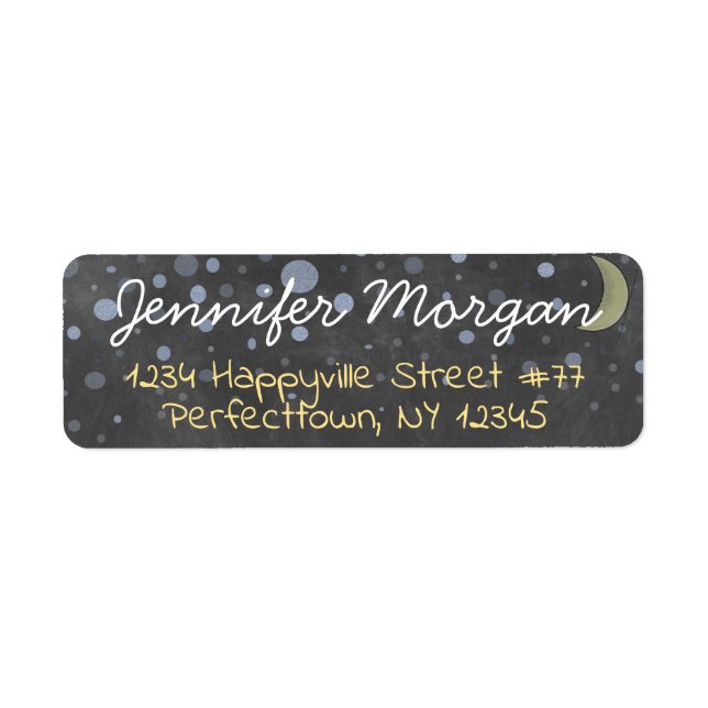 Fun Chalkboard, Yellow Moon, Bubble Stars Label (Front)