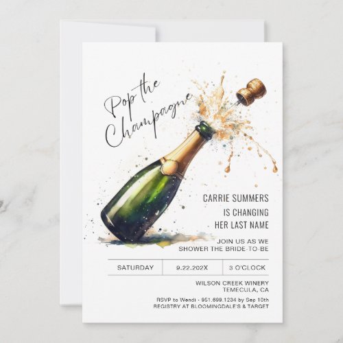 Fun Champagne Bridal Shower Birthday Party Invitation