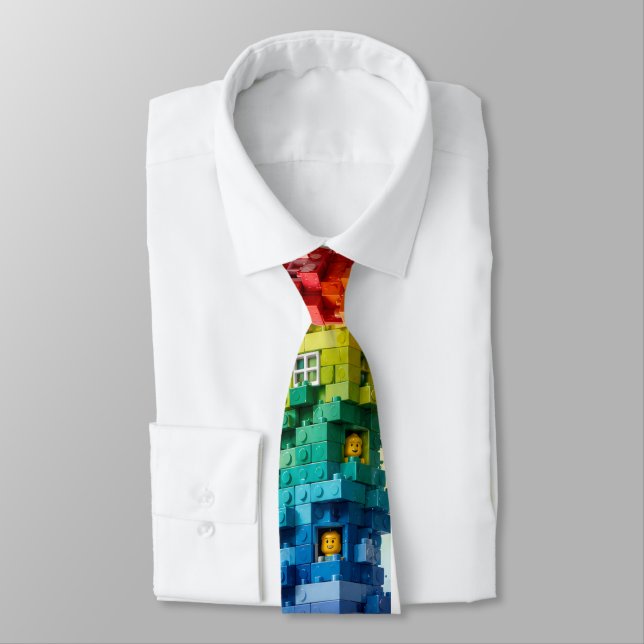 Fun characters Rainbow bricks Neck Tie (Tied)