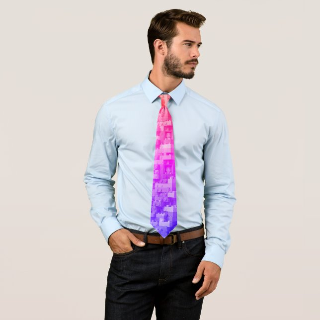 Fun characters Rainbow bricks (Pinks) Neck Tie (In Situ)