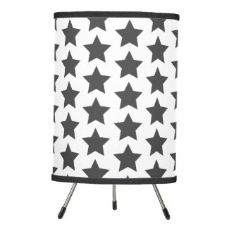 Fun Charcoal Grey Stars Pattern Tripod Lamp