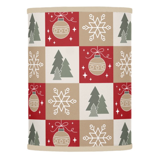 Fun checkered Christmas pattern Lamp Shade (Front)