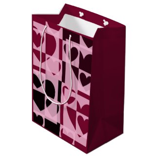 Fun Checkered Hearts Soft Pink and Wine Red