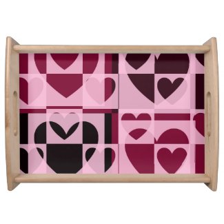 Fun Checkered Hearts Soft Pink and Wine Red