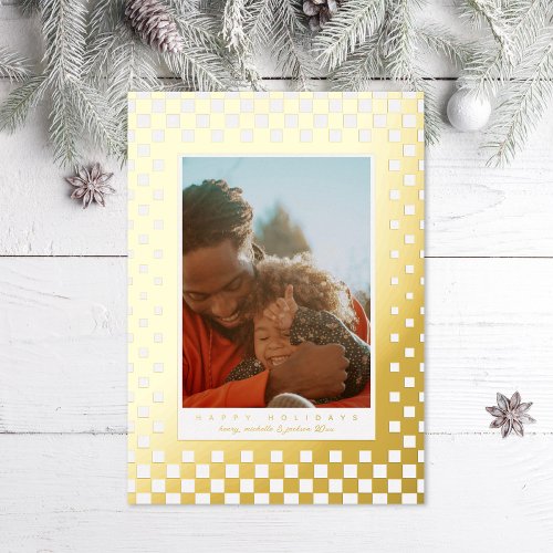Fun Checkers Photo Foil Holiday Card