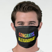 Fun, Cheerful "CONGRATS," + Personalized Name Face Mask (Worn Him)