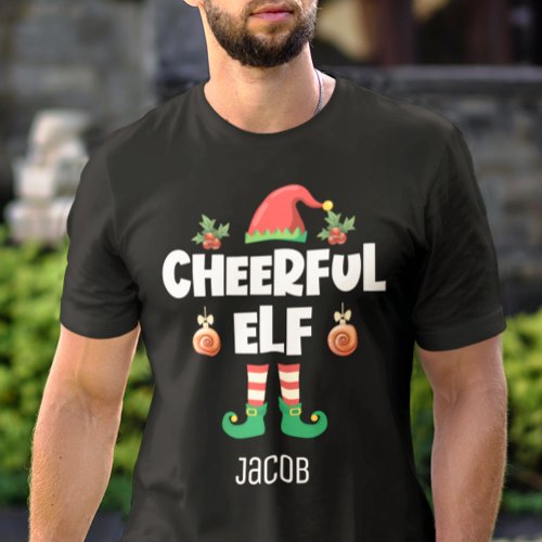 Fun Cheerful elf funny Christmas naming T_Shirt