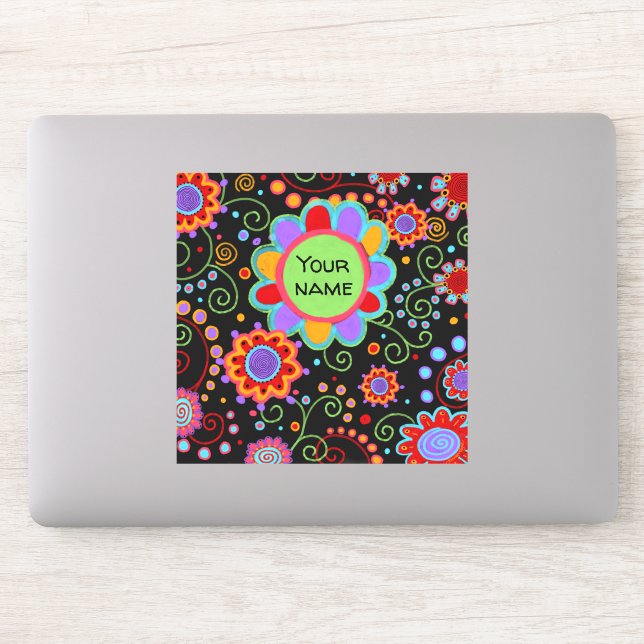 Fun Cheerful Flowers Personalized Sticker (Computer)