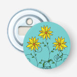 Fun Cheerful Yellow Flowers Doodle Art Bottle Opener
