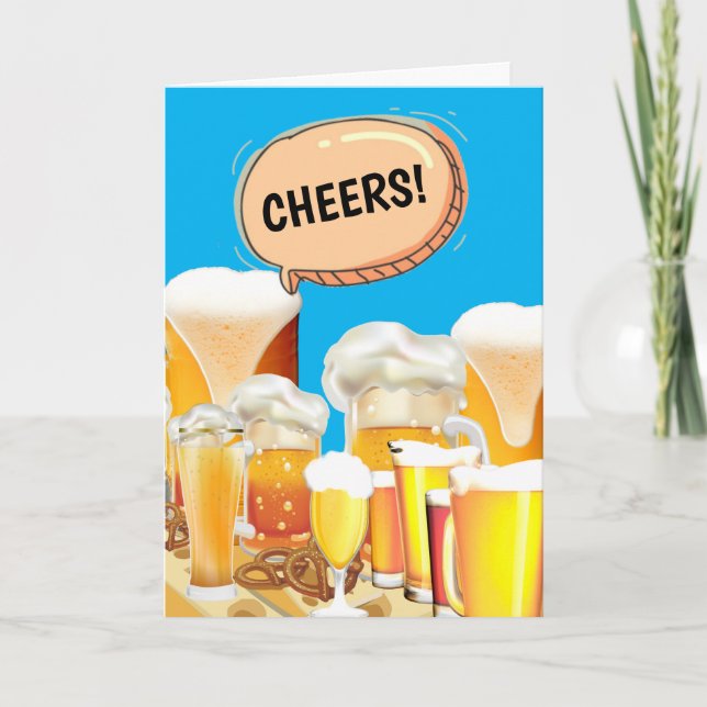Fun cheers beer retirement congratulations men card (Front)