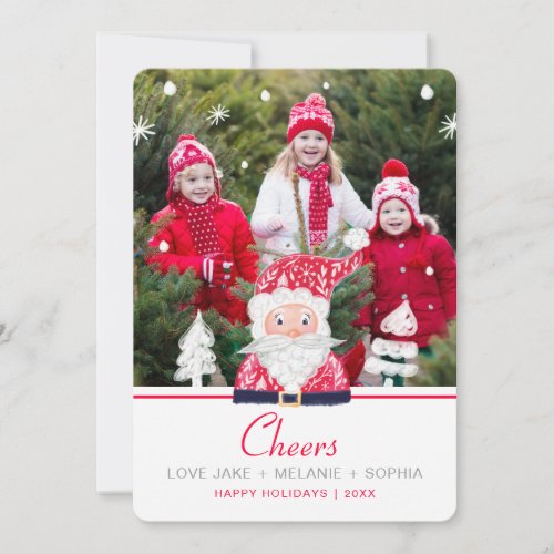 Fun  Cheery Santa Claus Character Christmas Photo Holiday Card