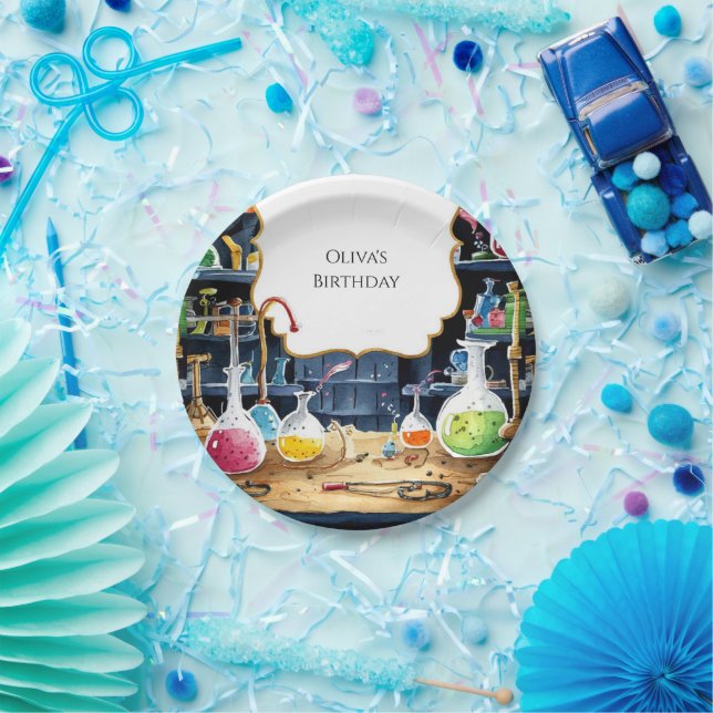 Fun Chemistry Lab Scientist Birthday Paper Plates (Party)