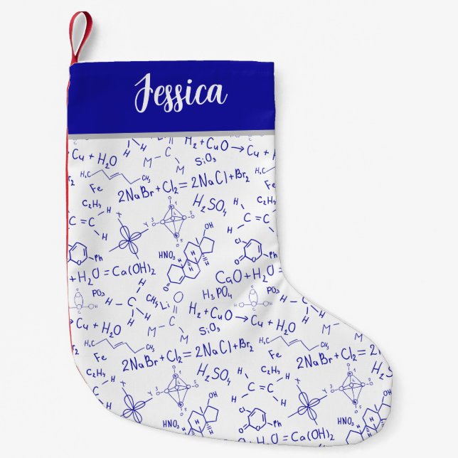 Fun Chemistry Notes Personalized  Small Christmas Stocking (Front)