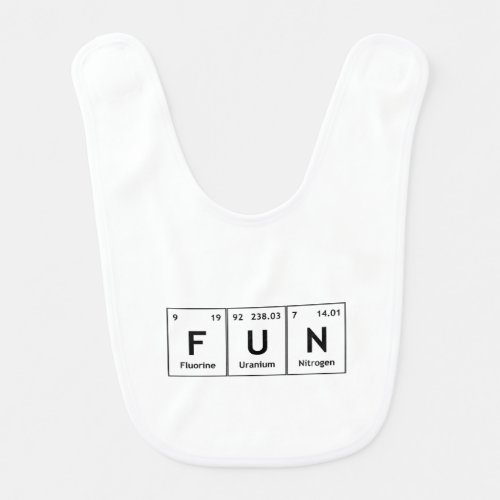 FUN Chemistry Periodic Table Words Elements Atoms Baby Bib
