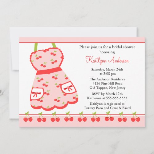 Fun Cherry Retro Kitchen Bridal Shower Invitation