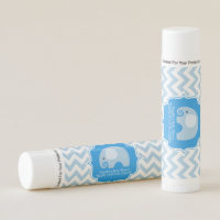 Fun Chevron Blue Elephant Baby Shower Custom Lip Balm